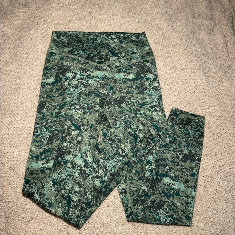Vitality Cloud II Seamless High-Rise Leggings – Green Print, Size L